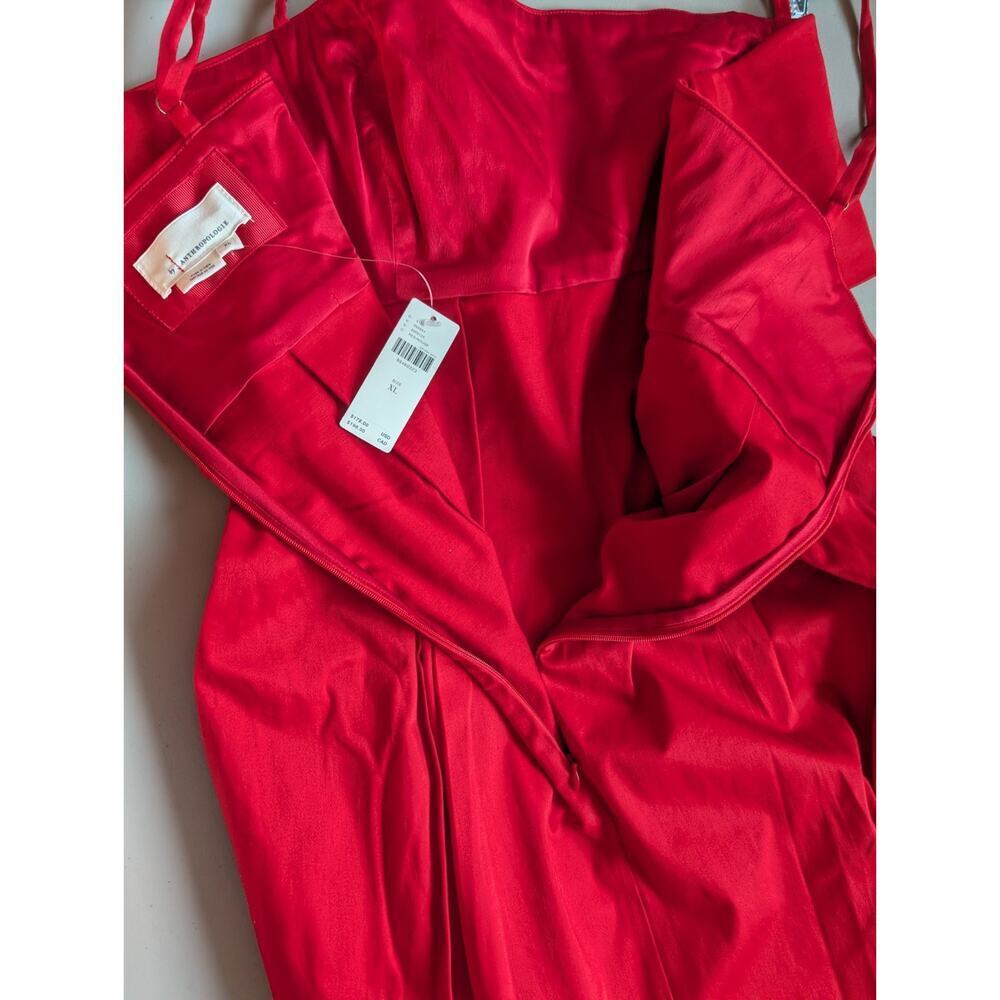 NWT By Anthropologie Sleeveless Foldover Knee-Length Dress Size XL Red MB435 - Picture 6 of 9